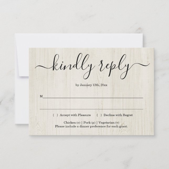 Invitation Reply Card Insert - Rustic Wood (Front)