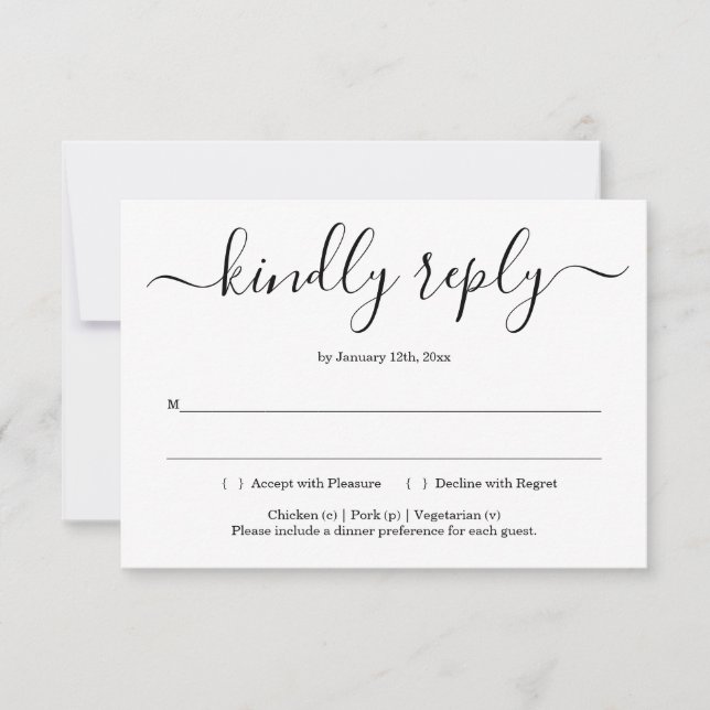 Invitation Reply Card Insert - Simple (Front)