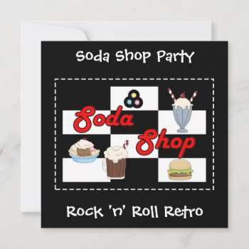 Invitation Rock 'n' Roll Retro Soda Shop Party by KidsStuff at Zazzle