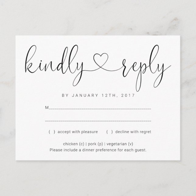 Invitation RSVP Postcard - Connecting Heart (Front)