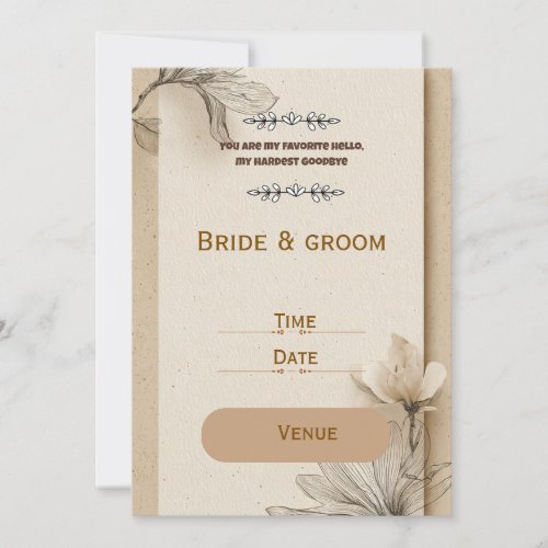 Invitation Rustic Beige Floral Wedding Invitation