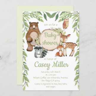 Invitation Rustic Woodland Forest Animal Baby show