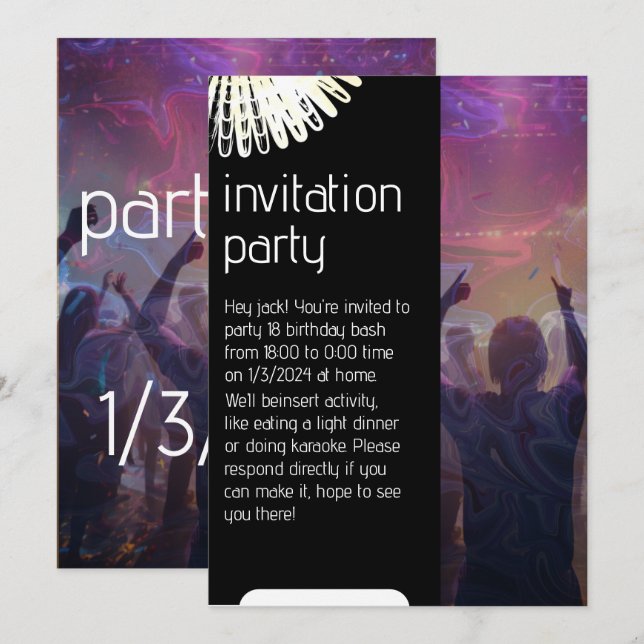 Invitation simple, Taille : 12,7 cm x 17,8 cm, Pap (Front/Back)