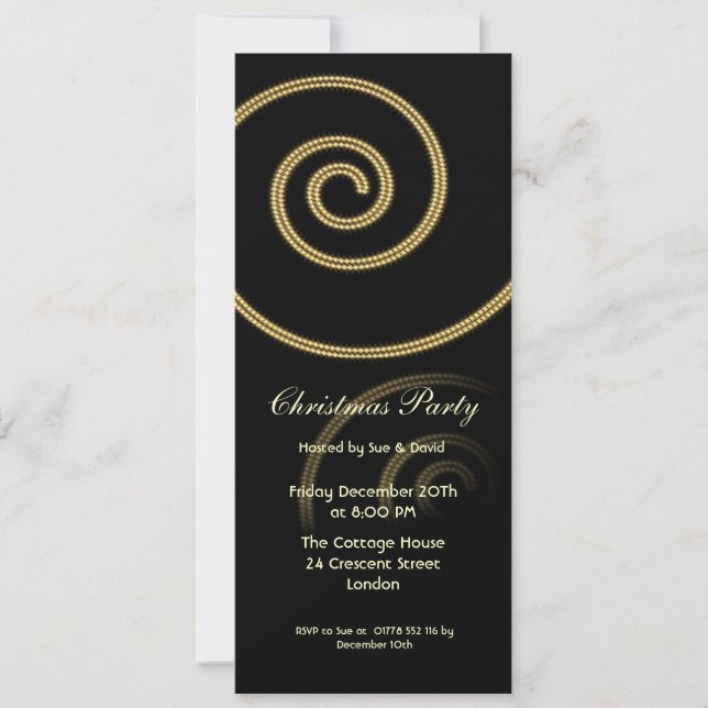 Invitation slim with swirl in gold (Front)