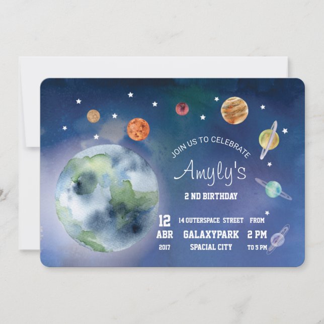 Invitation Space and Planets (Front)