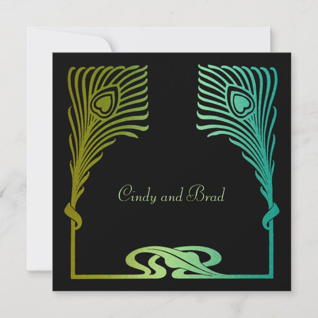 Invitation Square Peacock Set 1104 (Front)