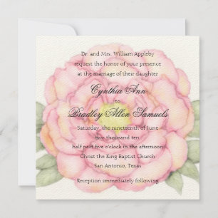 Invitation Square Pink Peony