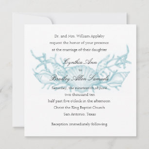 Invitation Square Shells and Coral