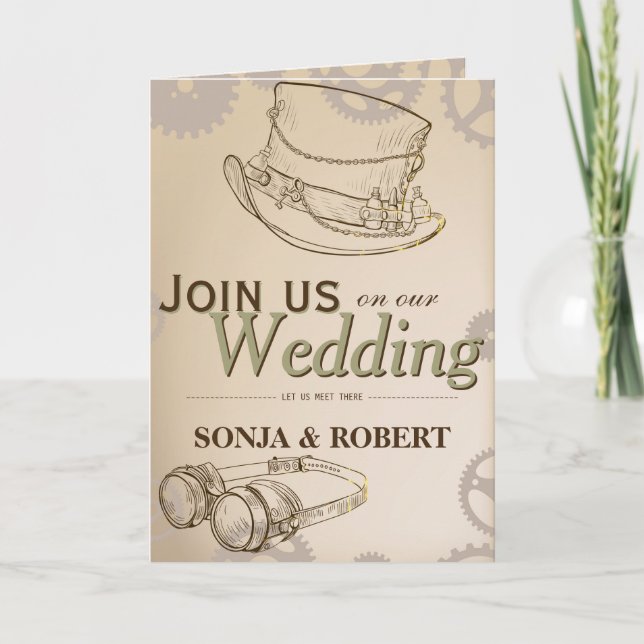 Invitation - Steampunk with Hat and Googles (Front)