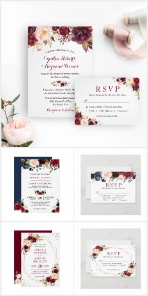 Invitation Suite: Burgundy Marsala Rustic Floral