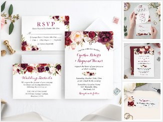 Invitation Suite: Burgundy Marsala Rustic Floral