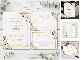 Invitation Suite: Chic White Floral and Gold Frame