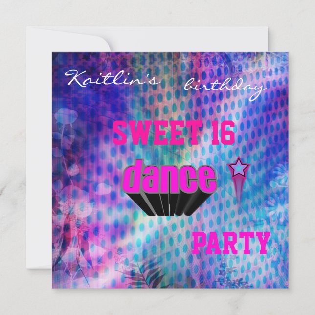 Invitation Sweet 16th Birthday Music Dance Party (Front)
