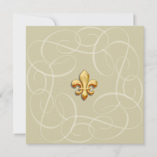 Invitation Swirlie Frame Around Gold Fleur de Lis