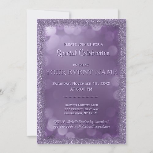 Invitation Template  Purple Glitter