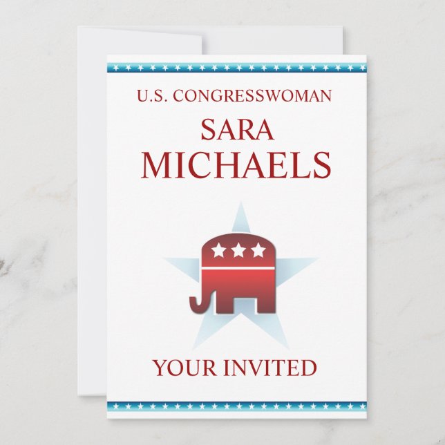 Invitation Template Republican Elephant (Front)