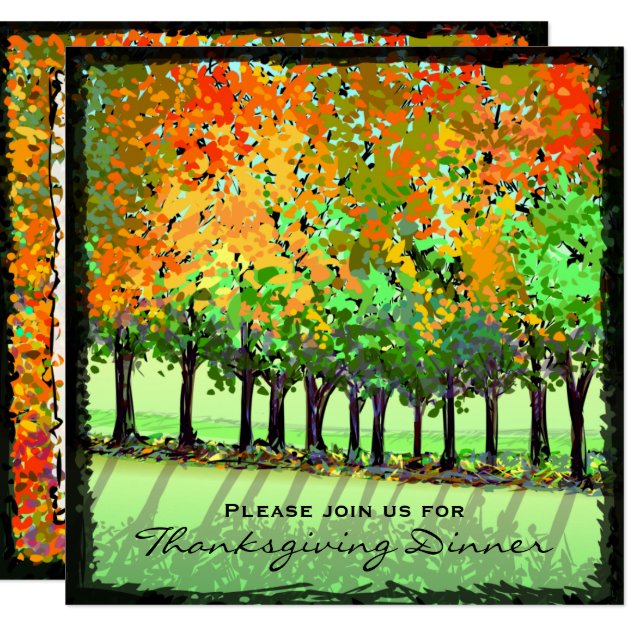 Invitation - Thanksgiving Dinner - Fall Trees