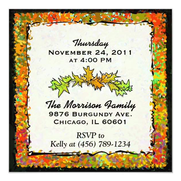 Invitation - Thanksgiving Dinner - Fall Trees