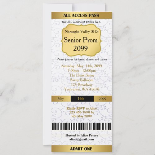 Invitation Ticket Prom Trendany occasioneasy DIY