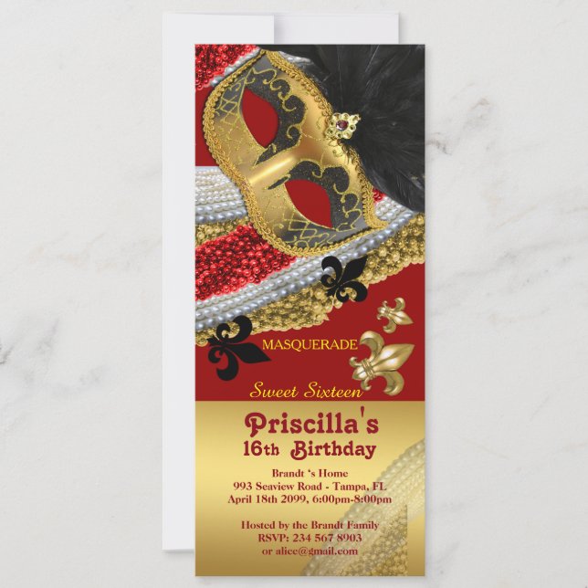 "Invitation Ticket style","Birthday Sweet Sixteen" Invitation (Front)