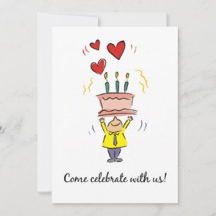 Invitation to 90th Birthday Party with Cake