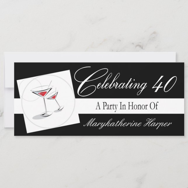 Invitation to a 40th Birthday Cocktail Party (Front)