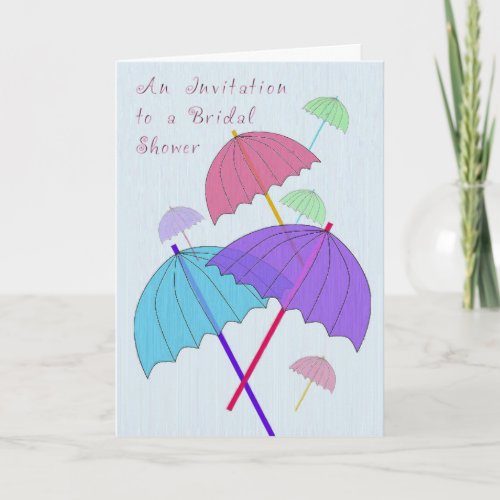Invitation to Bridal Shower Card with Umbrellas