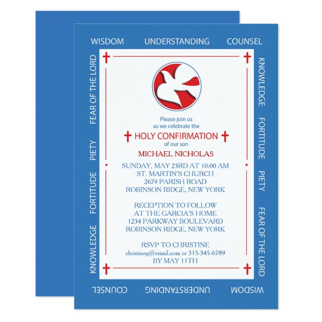 Invitation To Confirmation Spirit Gifts Border On