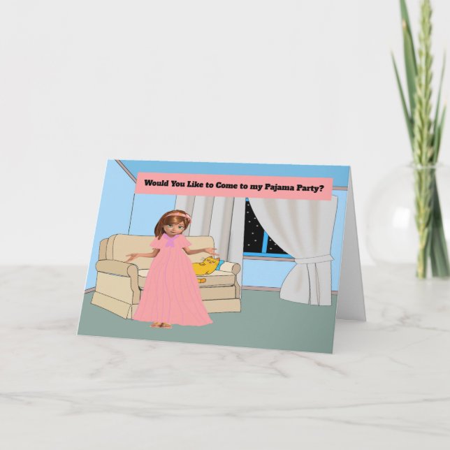 Invitation to Kids Pajama Party for Girls (Front)