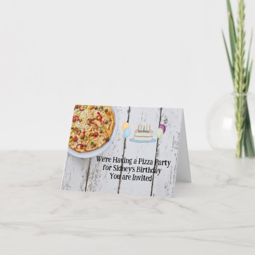 Invitation to Pizza Birthday Party for Kids