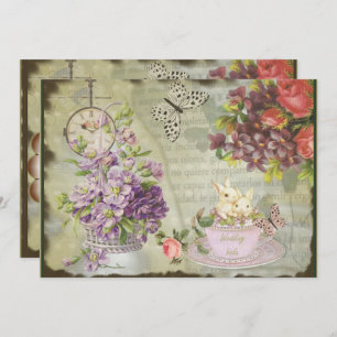 Invitation vintage style decoupage romantic 2017