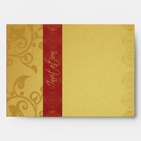 Invitation Wedding Envelope Golden Red Zazzle.com