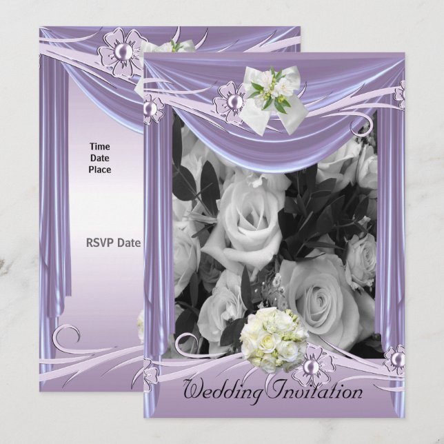 Invitation Wedding Lilac Mauve Floral (Front/Back)