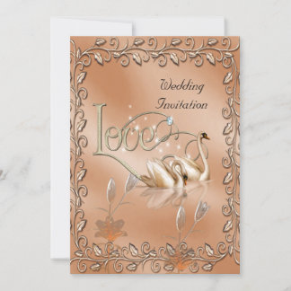Invitation Wedding Love Swans Floral