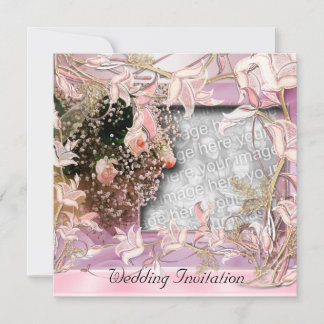 Invitation Wedding Pink Photo Floral Frame