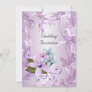 Invitation Wedding Purple Mauve Floral