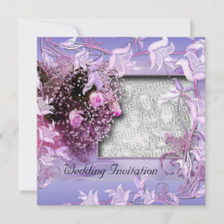 Invitation Wedding Purple Photo Floral Frame