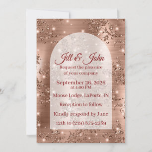 Invitation Wedding Rose Gold Arched Glitter