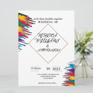 invitation wedding simple floral white card