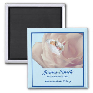 INVITATION WELCOME  BABY WHITE ROSE ANGEL MAGNET