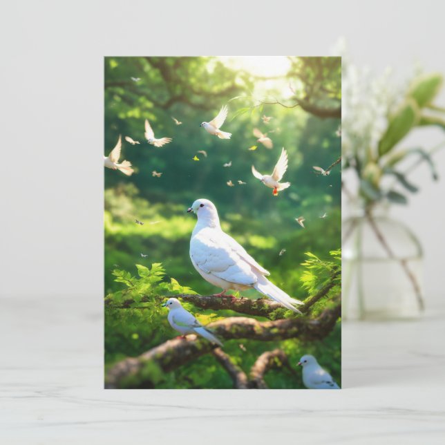 Invitation White Bird's in the Green Forest  (Standing Front)