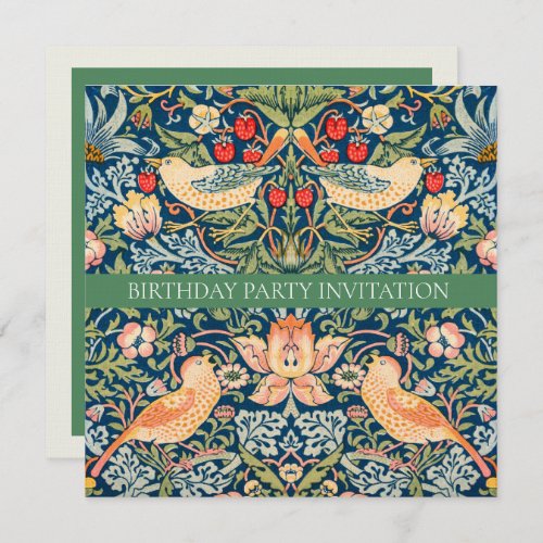 INVITATION  WILLIAM MORRIS  STRAWBERRY THIEVES