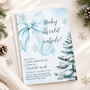 invitation with a Christmas and snowflake theme