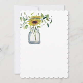 Invitation with design of a vase and a daisy