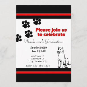 Invitation with Pather/Cougar/Puma Black and Red