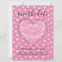 Invitation with Pink Heart and Speckles Template