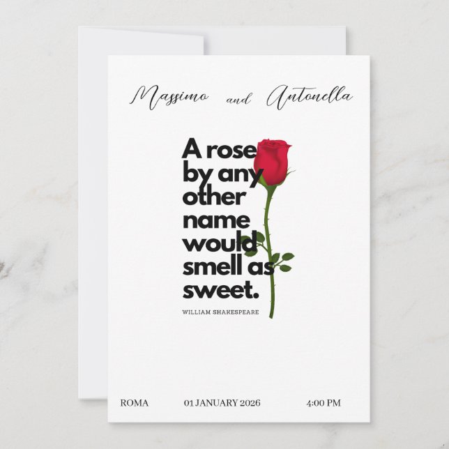 INVITATION WITH POETRY BY WILLIAM SHAKESPEARE (Front)