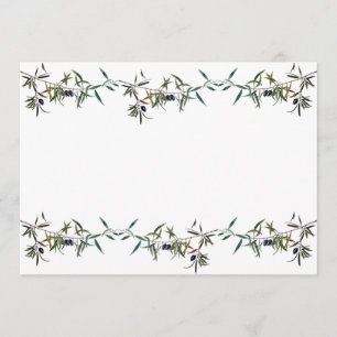 Invitation with watercolor of olive tree branch