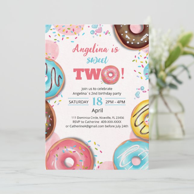 Invitation Yummy Donuts (Standing Front)