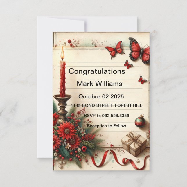 InvitationElegant Floral Wedding Invitation Design (Front)